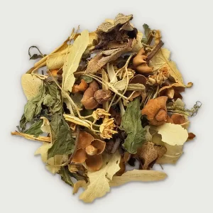 Seven Blossoms Tea, used to calm the nerves as an aid for sleeplessness, stomach discomfort, and stress