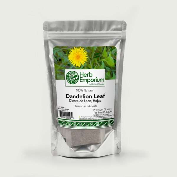 Dandelion leaf 25 tea bags, resealable stand up pouch