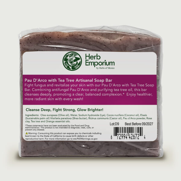 Pau D' Arco with Tea Tree Soap Bar Back Discription